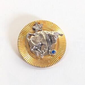Vintage Signed SAO Avon Zodiac Taurus Bull Gold Tone Collectible Brooch